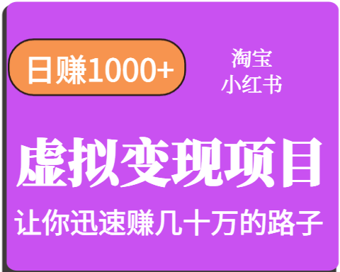 淘宝OR小红书虚拟变现，日赚1000+，多账号操作年收入几十W不等-易网赚