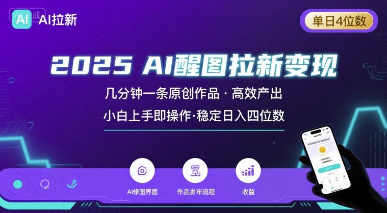 2025最强AI醒图拉新，几分钟一条原创作品，单日收入4位数，小白也能上手操作-易网赚