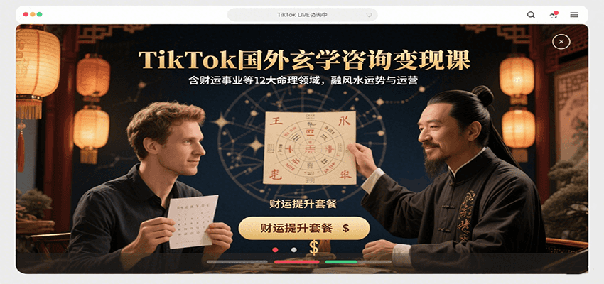 TikTok国外玄学咨询变现课，含财运事业等12大命理领域，融风水运势与运营-易网赚