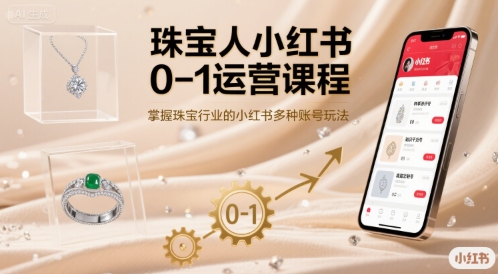 珠宝人小红书0-1运营课程，掌握珠宝行业的小红书多种账号玩法-易网赚
