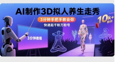 Ai制作3D拟人养生走秀，3分钟手把手教会你，快速起千粉万粉号-易网赚