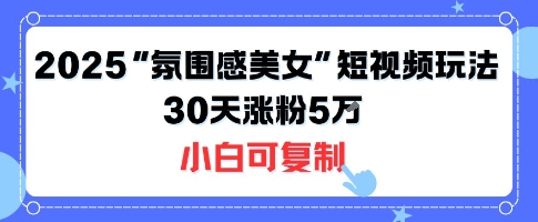 不露脸也能火！2025“氛围感美女”短视频玩法，30天涨粉5W小白可复制-易网赚