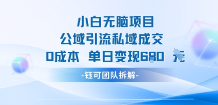 小白无脑项目公域引流私域成交0成本单日变现680米-易网赚