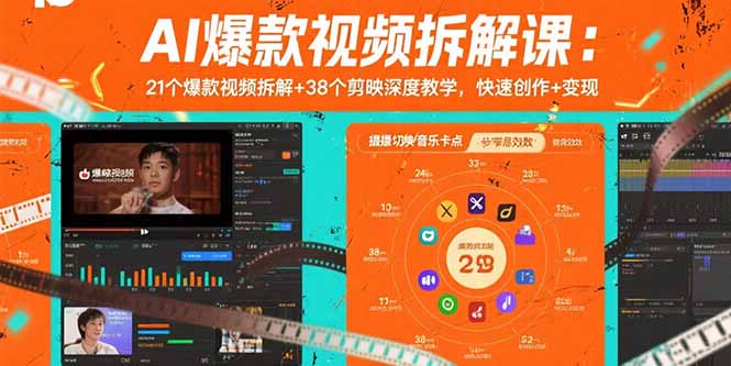 AI爆款视频拆解课：21个爆款视频拆解+38个剪映深度教学，快速创作+变现-易网赚