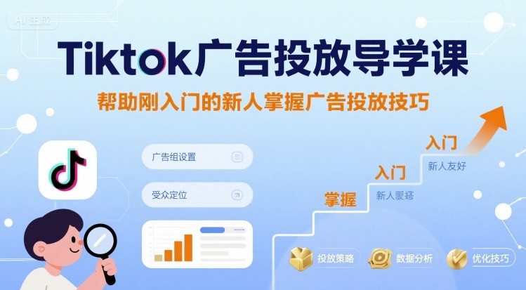 Tiktok广告投放导学课，帮助刚入门的新人掌握广告投放技巧-易网赚