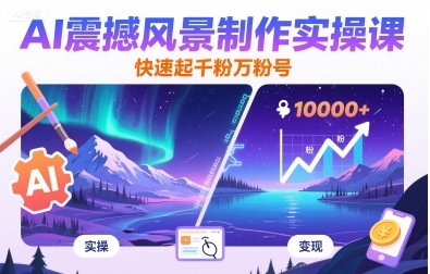 AI震撼风景制作实操课，快速起千粉万粉号-易网赚