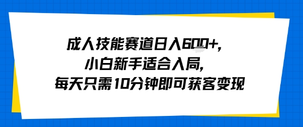 成人技能赛道日入多张，小白新手适合入局，每天只需10分钟即可获客变现-易网赚