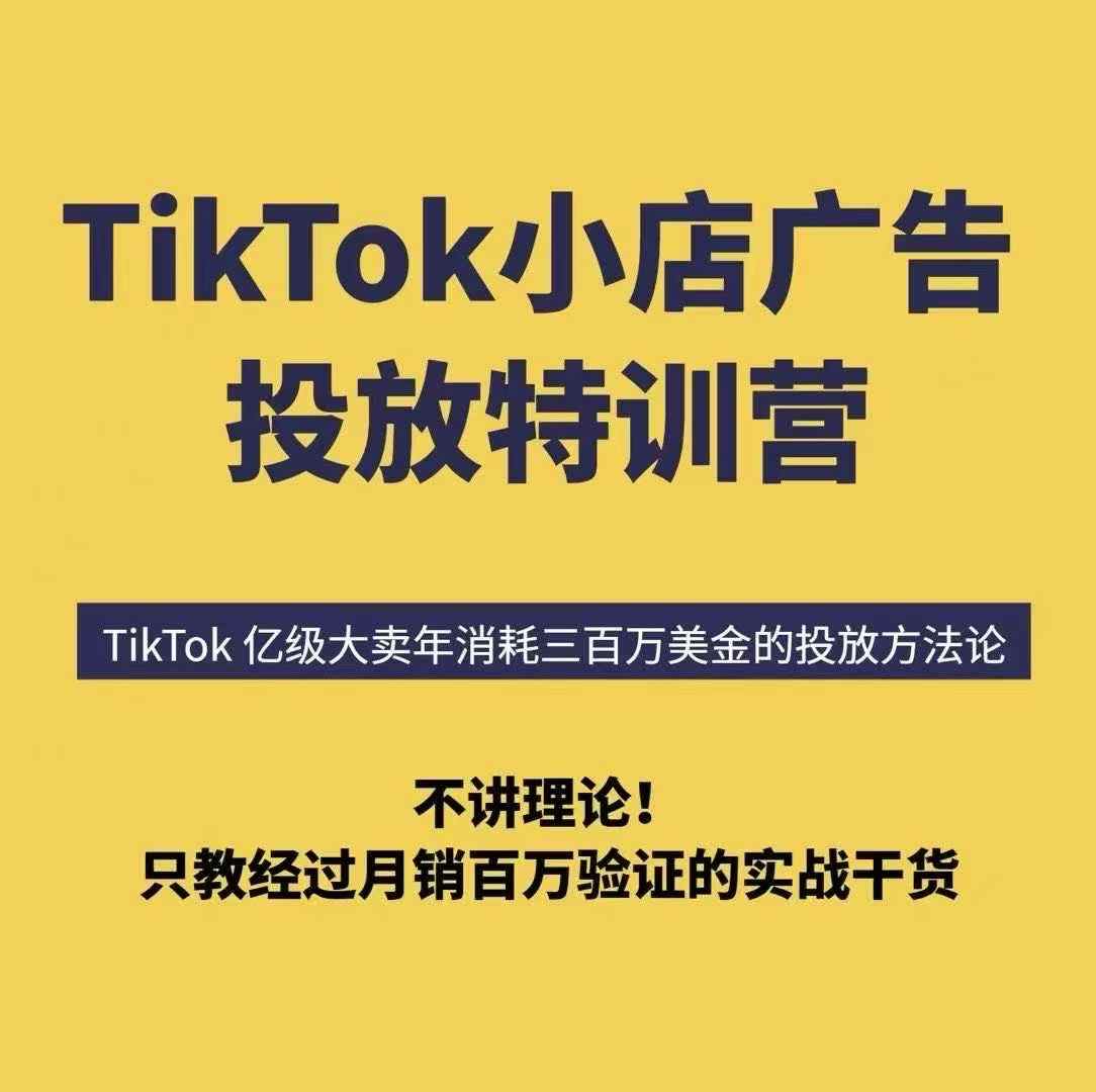 TikTok小店广告投放特训营，6天破局计划专治各种“投不动”，教你经过月销百万验证的实战干货-易网赚
