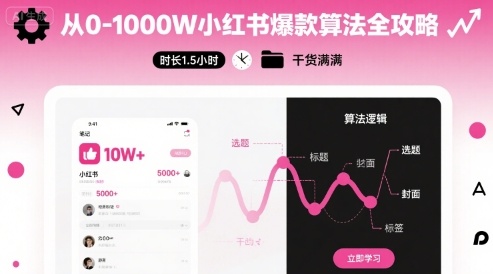 从0-1000W小红书爆款算法全攻略，时长1.5小时，干货满满-易网赚