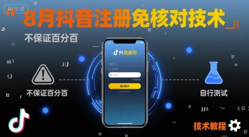 8月抖音注册免核对技术，不保证百分百，自测-易网赚