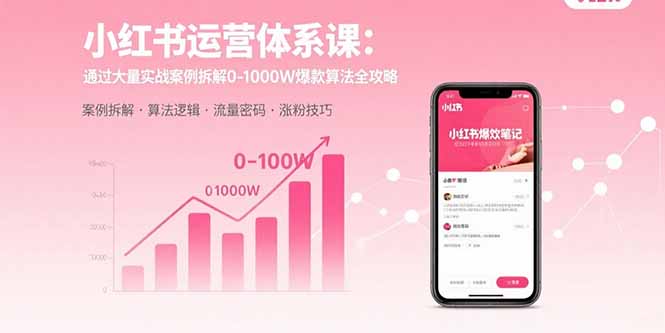 小红书运营体系课：通过大量实战案例拆解0-1000W爆款算法全攻略-易网赚