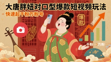 大唐胖妞对口型爆款短视频玩法，快速起千粉万粉号-易网赚