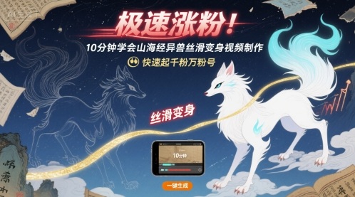 极速涨粉！10分钟学会山海经异兽丝滑变身视频制作，快速起千粉万粉号-易网赚