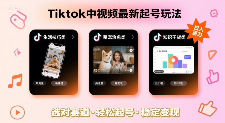 Tiktok中视频最新起号玩法，想要日入百刀，做好这几个赛道就可以了-易网赚