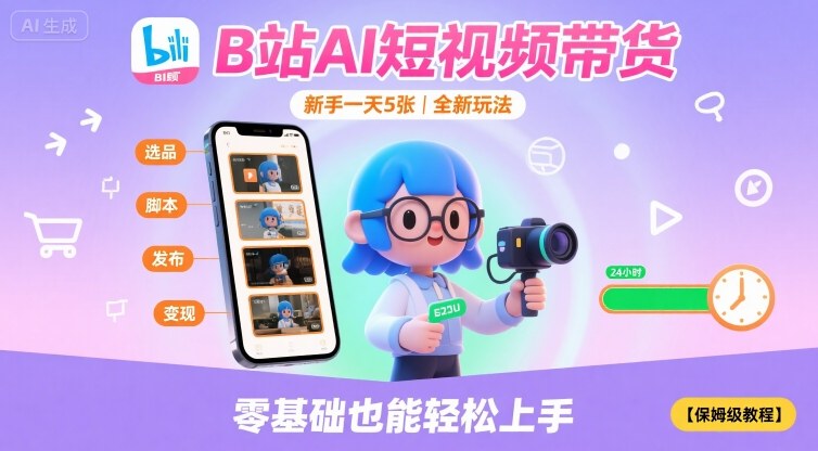 B站AI短视频带货，新手一天5张，全新玩法【保姆级教程】-易网赚