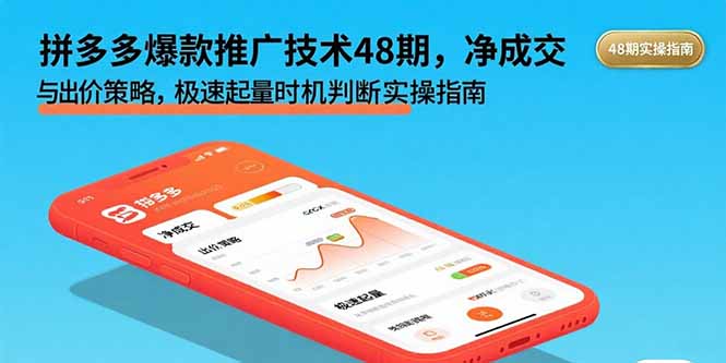 拼多多爆款推广技术48期，净成交与出价策略，极速起量时机判断实操指南-易网赚
