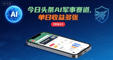 今日头条AI军事赛道，单日收益多张 ，手机可做【附指令】-易网赚