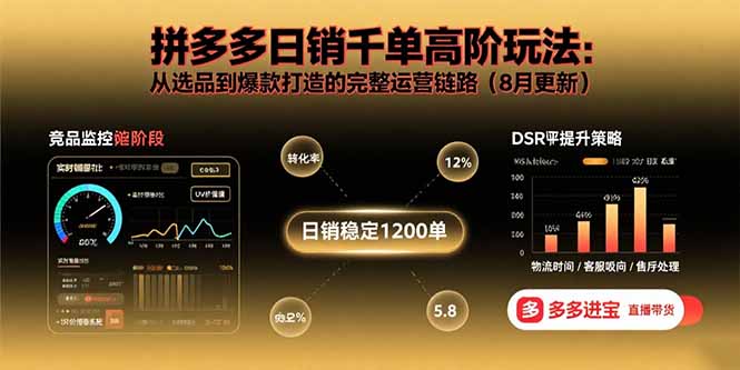 拼多多日销千单高阶玩法：从选品到爆款打造的完整运营链路(8月更新-易网赚