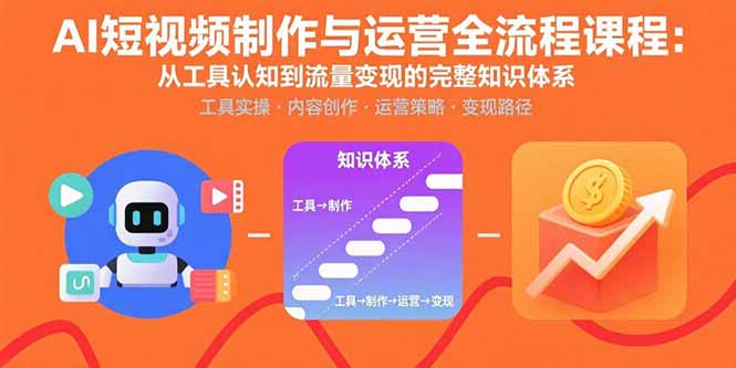 AI短视频制作与运营全流程课程：从工具认知到流量变现的完整知识体系-易网赚