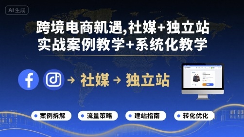 跨境电商新机遇，社媒+独立站，实战案例教学+系统化教学-易网赚