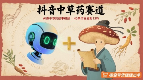 抖音中草药赛道，用AI做中草药故事视频，45条作品涨粉13W，橱窗带货猛猛出单-易网赚