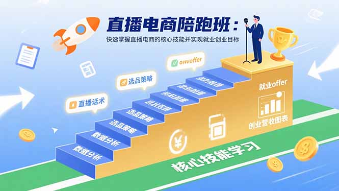 直播电商陪跑班：快速掌握直播电商的核心技能并实现就业/创业目标-易网赚