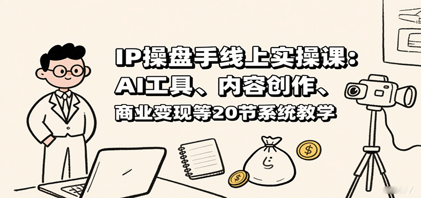 IP操盘手线上实操课：AI工具、内容创作、商业变现等20节系统教学-易网赚