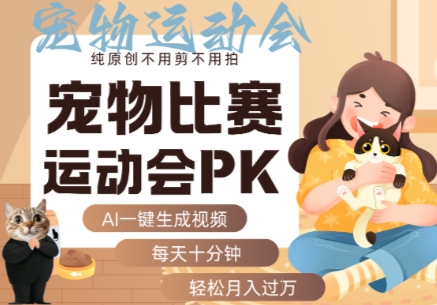 AI一键生成宠物比赛运动会PK视频，纯原创不用剪不用拍，每天十分钟，轻松月入过1W+-易网赚