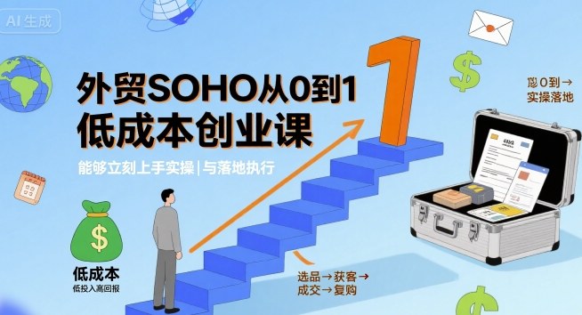 外贸SOHO从0到1低成本创业课，能够立刻上手实操与落地执行-易网赚