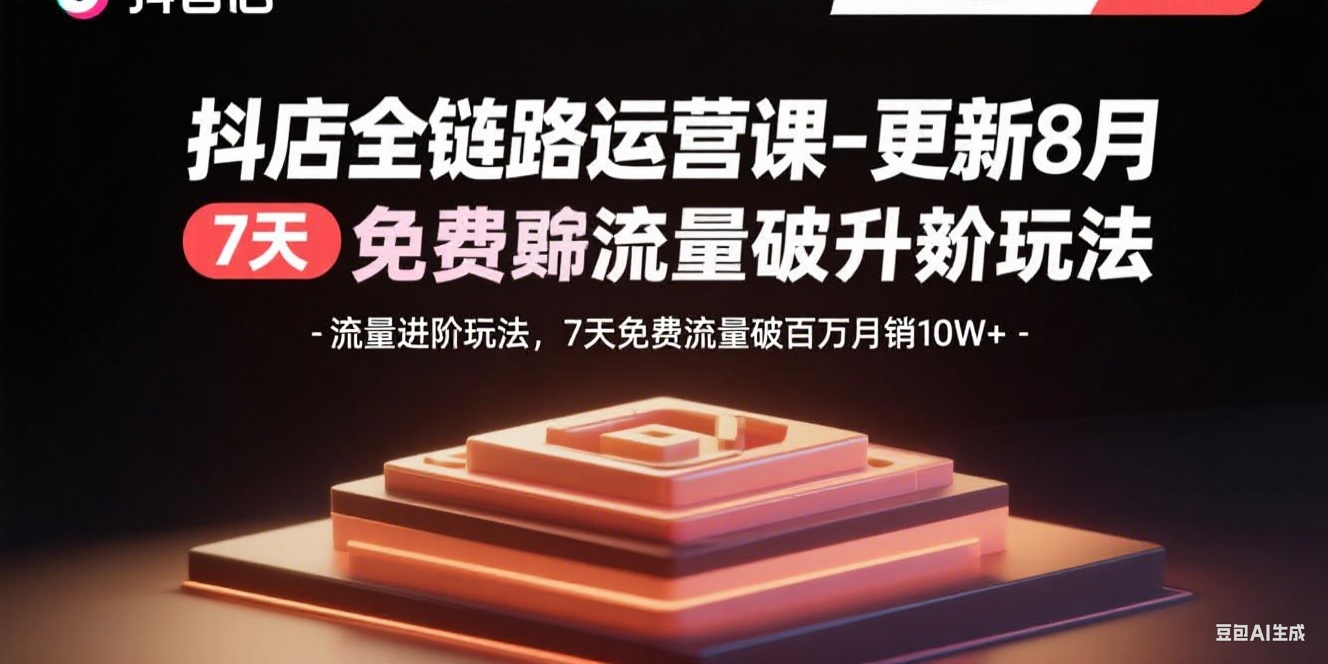 抖店全链路运营课-更新8月：流量进阶玩法，7天免费流量破百万月销10W+-易网赚