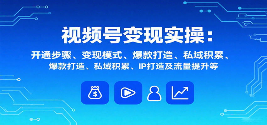 视频号变现实操，含开通步骤、变现模式、爆款打造、私域积累、IP打造及流量提升等-易网赚