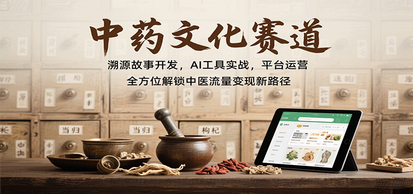 中药文化赛道：溯源故事开发，AI工具实战，平台运营，全方位解锁中医流量变现新路径-易网赚