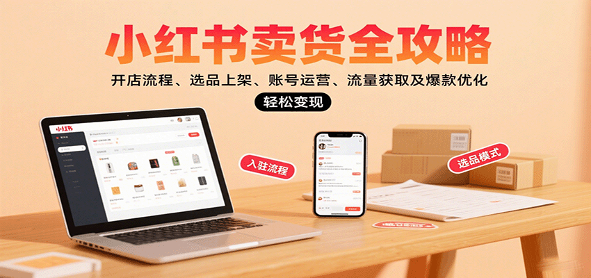 小红书卖货全攻略：开店流程、选品上架、账号运营、流量获取及爆款优化，轻松变现-易网赚