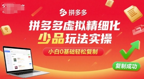 拼多多虚拟精细化少品玩法实操，小白0基础轻松复制-易网赚