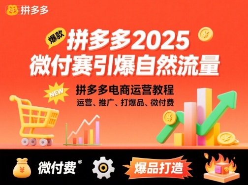 拼多多2025微付赛引爆自然流量，拼多多电商运营教程，运营、推广、打爆品、微付费-易网赚