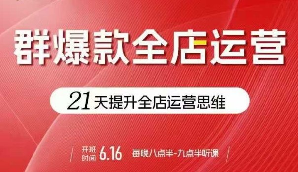 贾真电商群爆款全店运营，21天提升全店运营思维，起店、全店运营爆款不断-易网赚