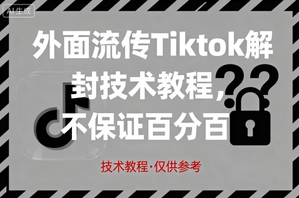 外面流传Tiktok解封技术教程，不保证百分百，具体自测-易网赚