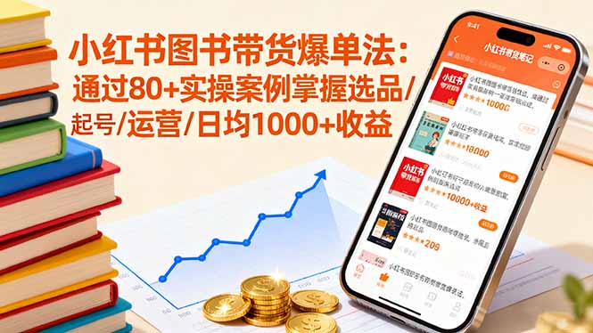 小红书图书带货爆单法：通过80+实操案例掌握选品/起号/运营/日均1000+收益-易网赚