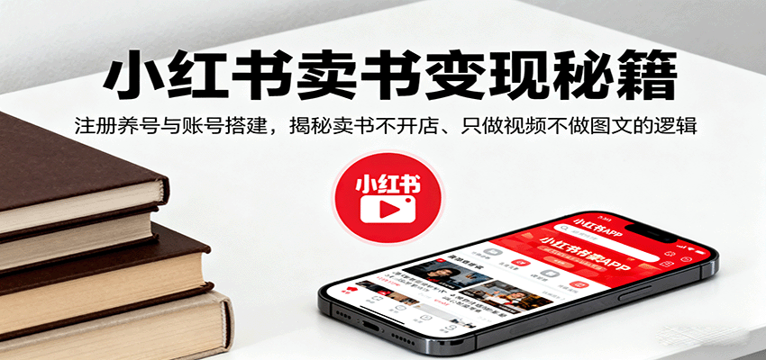 小红书卖书变现秘籍，注册养号与账号搭建，揭秘卖书不开店、只做视频不做图文的逻辑-易网赚