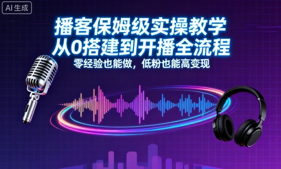 播客保姆级实操教学，从0搭建到开播全流程，零经验也能做，低粉也能高变现-易网赚