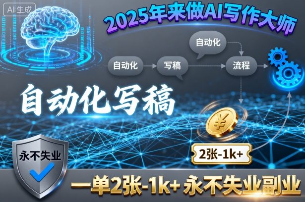2025年来做AI写作大师，自动化写稿，一单2张-1k+，永不失业副业-易网赚