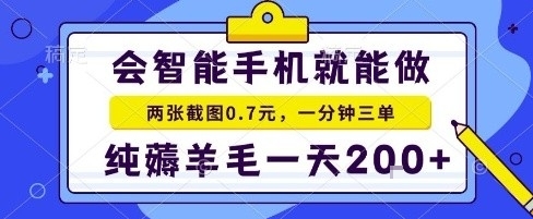 手机项目，二十秒一单，纯薅羊毛一天2张+做就有【揭秘】-易网赚