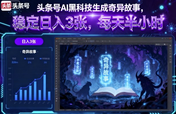 头条号AI黑科技生成奇异故事，稳定日入3张，每天半小时-易网赚