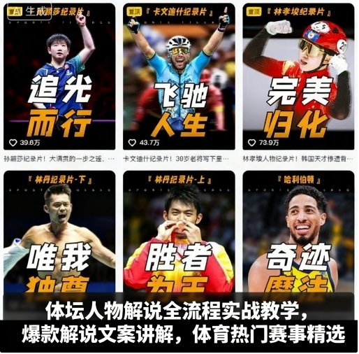 体坛人物解说全流程实战教学，爆款解说文案讲解，体育热门赛事精选-易网赚