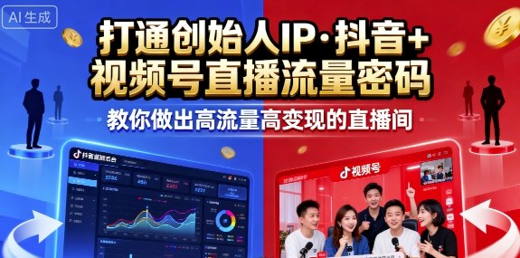 25年直播9-10两期线下课，打通创始人IP，抖音+视频号直播流量密码，教你做出高流量高变现的直播间-易网赚