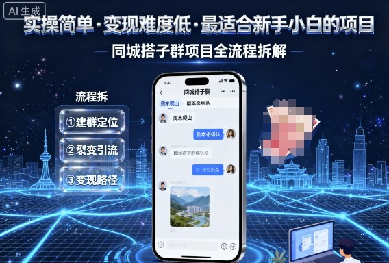 实操简单，变现难度低，最适合新手小白做的项目，每天轻松收入3张，同城搭子群项目全流程拆解-易网赚
