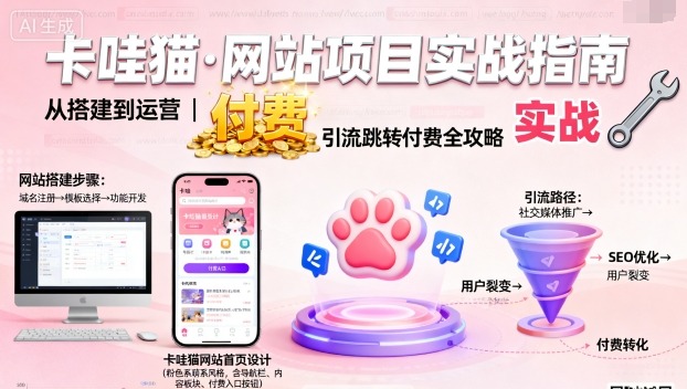 卡哇猫·网站项目，网站搭建与运营以及引流跳转付费-易网赚