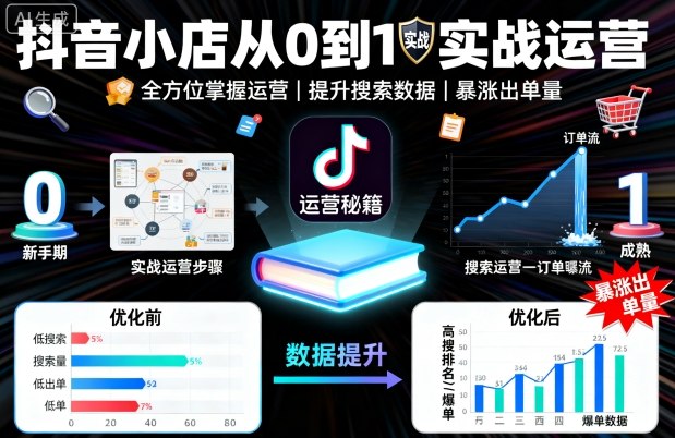 抖音小店从0到1实战运营，帮你全方位掌握小店运营，提升搜索数据与出单量-易网赚