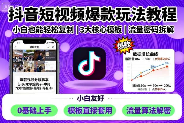 抖音短视频爆款玩法教程，小白也能轻松复制-易网赚
