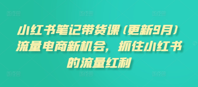 小红书笔记带货课(更新25年9月)流量电商新机会，抓住小红书的流量红利-易网赚